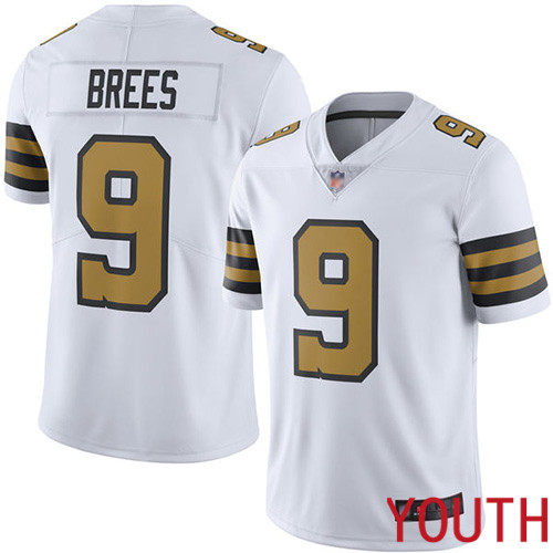 New Orleans Saints Limited White Youth Drew Brees Jersey NFL Football 9 Rush Vapor Untouchable Jersey